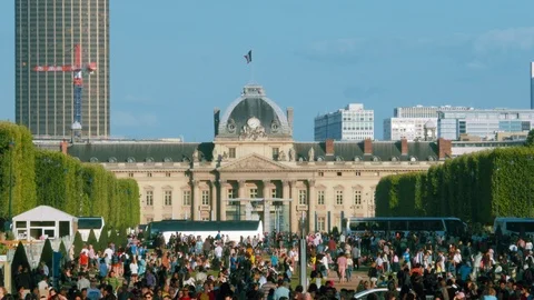 The Champ de Mars and the Ecole Militaire, Paris Stock Footage 96107210