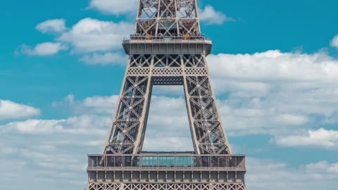 Champ de Mars and the Eiffel Tower timelapse in a sunny summer day. Paris Stock Footage 236507874