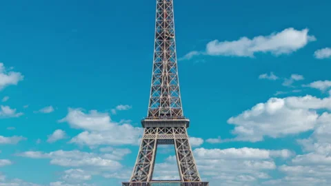 Champ de Mars and the Eiffel Tower timelapse in a sunny summer day. Paris Stock Footage 236508158