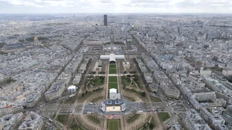 Champ de Mars under construction for 2024 Olympics Stock Footage 270478703