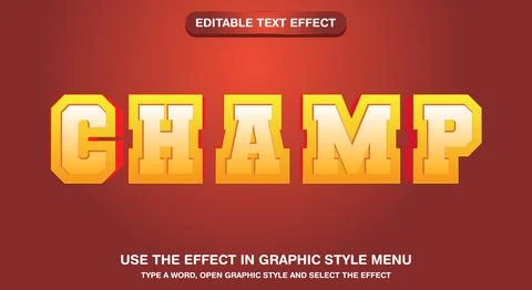 Champ editable text effect Stock Illustration