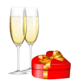 Champagne and gift Stock Illustration