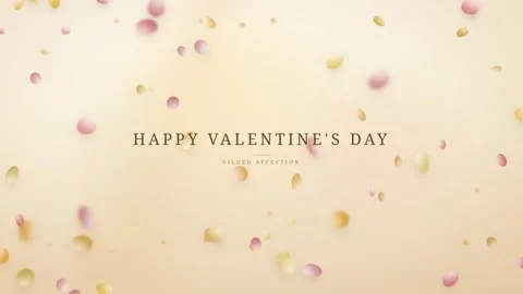 Champagne and gold falling rose petals for Valentine's Day animation Stock Footage 345343954