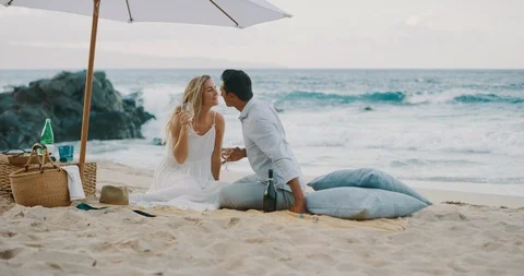 Champagne and romance on the beach Stock Footage 116263471