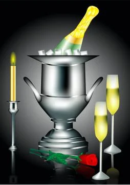 Champagne and rose Stock Illustration