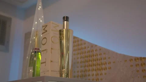 Champagne and spirits on display Stock Footage 167269387