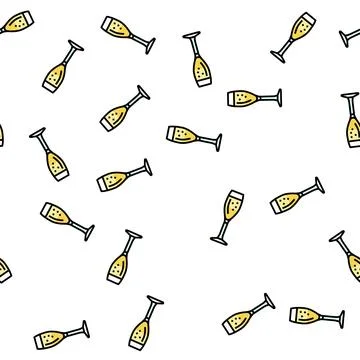 Champagne beverage drink vector seamless pattern Stock Illustration
