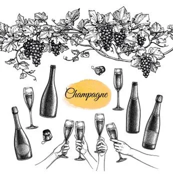 Champagne big set. Stock-Illustration