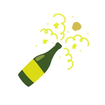 Champagne bottle doodle icon, vector illustration Stock Illustration