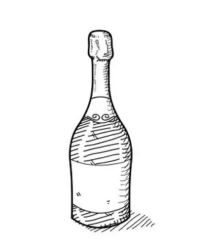 Champagne Bottle Doodle Stock Illustration