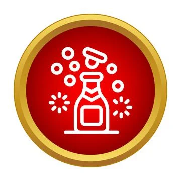 Champagne bottle exploding with cork and bubbles icon 스톡 일러스트