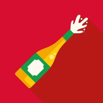 Champagne bottle exploding cork celebrating new year Stock Illustration