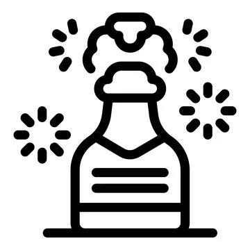 Champagne bottle exploding with cork popping and sparkling wine splashing Illustrazione stock