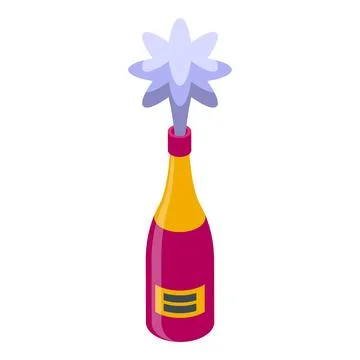 Champagne bottle exploding cork sparkling wine celebration icon イラスト素材