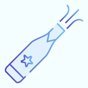 Champagne bottle explosion flat icon. Drink vector illustration isolated on Illustrazione stock