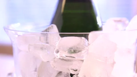 Champagne bottle in ice, dolly move Video stock 59596646