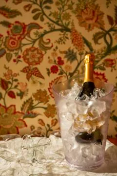 Champagne bottle in ice Foto stock