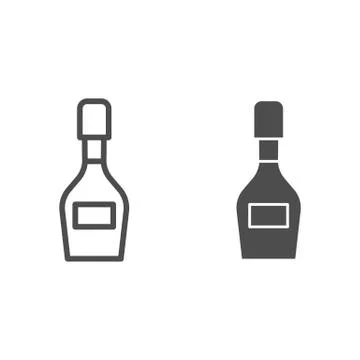 Champagne bottle line and solid icon, alcohol drinks concept, Champagne sign on 스톡 일러스트