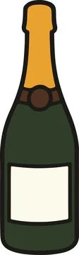 Champagne bottle, minimal simple vector illustration Stock Illustration