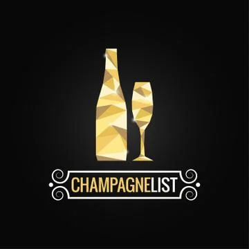 Champagne bottle poly design background Stock Illustration