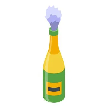 Champagne bottle popping cork with exploding wine cork Stock Illustration