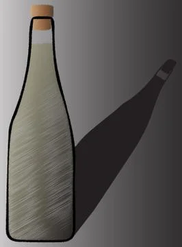 Champagne Bottle Shadow Stock Illustration