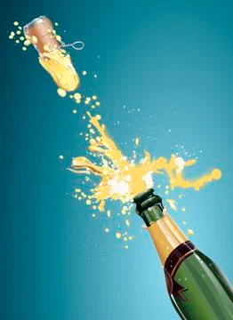 Champagne bottle shooting Illustrazione stock