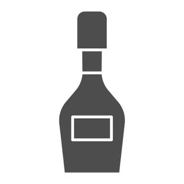 Champagne bottle solid icon, alcohol drinks concept, Champagne sign on white Stock Illustration