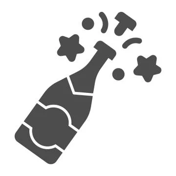 Champagne Bottle solid icon, Christmas and New Year concept, open bottle and Stock Illustration