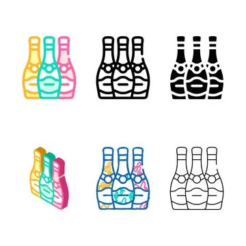 Champagne bottles color icon vector sign clean Stock Illustration