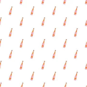 Champagne bottles creating a repeating celebration pattern 스톡 일러스트