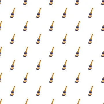 Champagne bottles repeating pattern on white background 스톡 일러스트