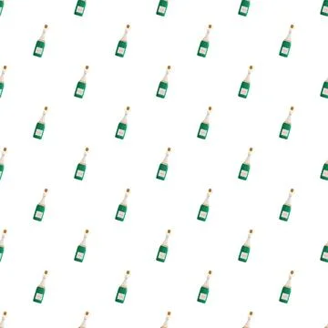 Champagne bottles repeating in a seamless pattern design Stock Illustration