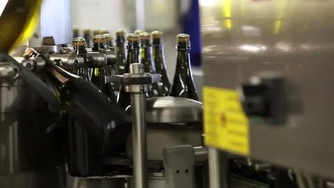 Champagne bottling line Stock Footage 74120093