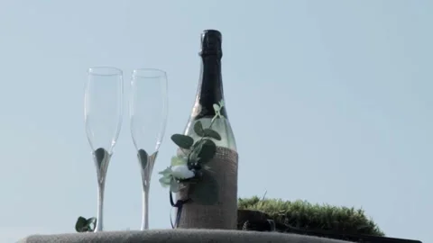 Champagne for the bride and groom Stock Footage 153709853