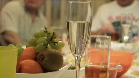 Champagne bubbles in a glass Stock Footage 72850976