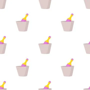 Champagne in bucket pattern seamless vector Stock Illustration