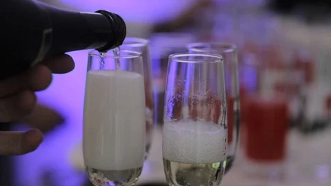 Champagne on the buffet table Stock Footage 98007783