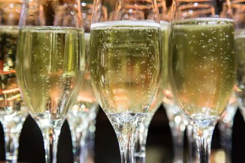 Champagne in Champagne Flutes Stock Photos
