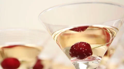 Champagne with cherry Video stock 55250463