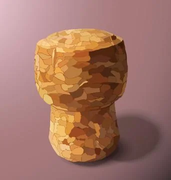 Champagne cork is casting a shadow in the right on a pink background Stock Illustration