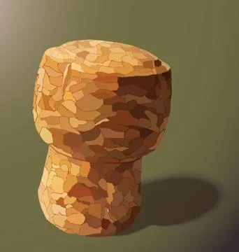 Champagne cork is casting a shadow in the right on a yellow background Stock Illustration