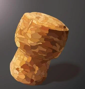 Champagne cork is casting a shadow in the right on a gray background Stock Illustration