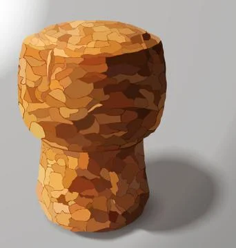 Champagne cork is casting a shadow in the right on a white background Stock Illustration