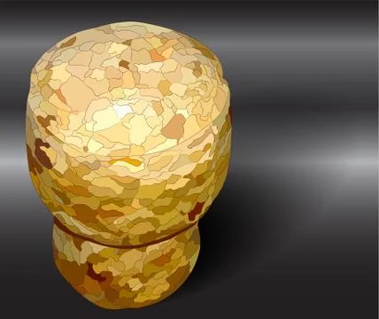 Champagne cork dark background shadows left Stock Illustration