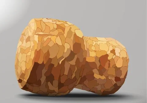 Champagne cork on gray background shadow Stock Illustration