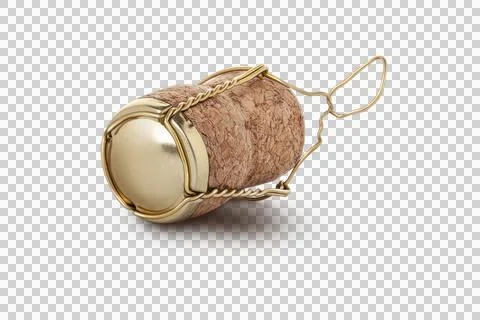 Champagne cork isolated on a transparent background. With clipping path Stock Photos