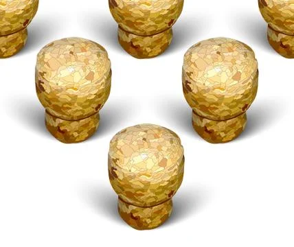 Champagne cork triangle formation white background Stock Illustration