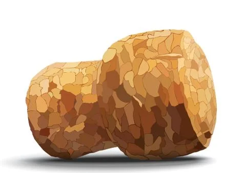 Champagne cork on white background shadow Stock Illustration
