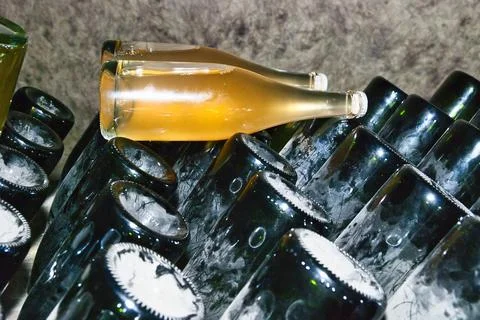 Champagne with development of the depot in the cellars Stock Photos